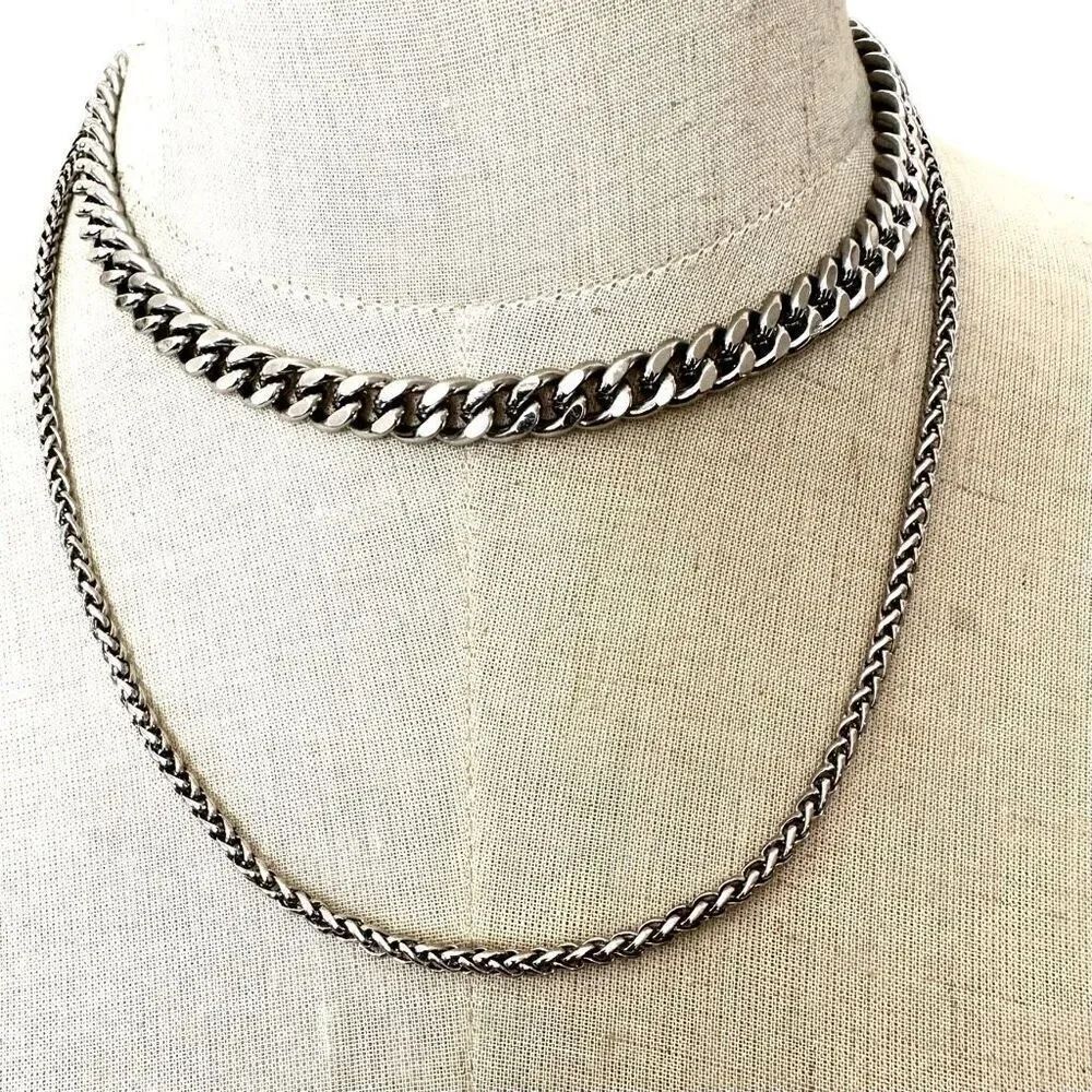 Louisa silver tone double chain necklace